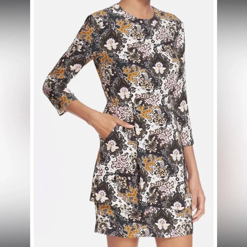 A.L.C. Tordi Sheath Mini‎ Dress Silk Crepe Floral Paisley Layered 3/4 Sleeve NEW